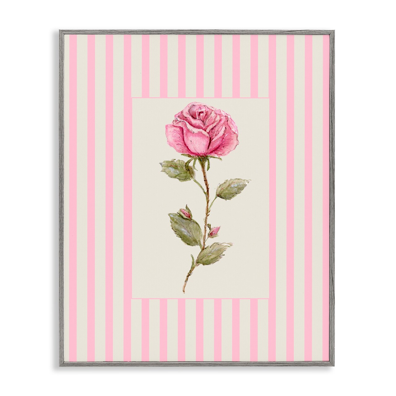 Stupell Industries Pink Stripe Rose Framed Giclee, design by Lisa Wehmeyer